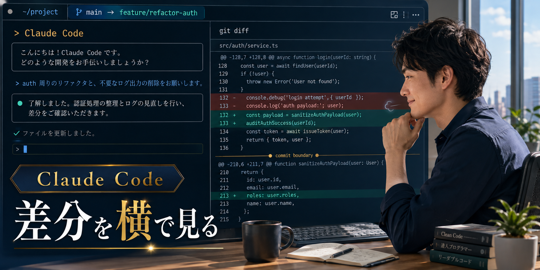 Claude Codeの差分パネルで変更を確認する