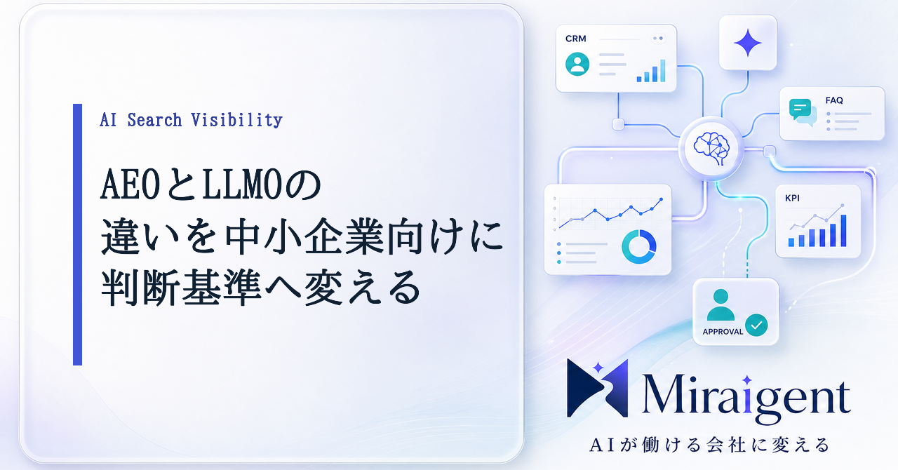 AEOとLLMOの違いを中小企業向けに整理する記事サムネイル