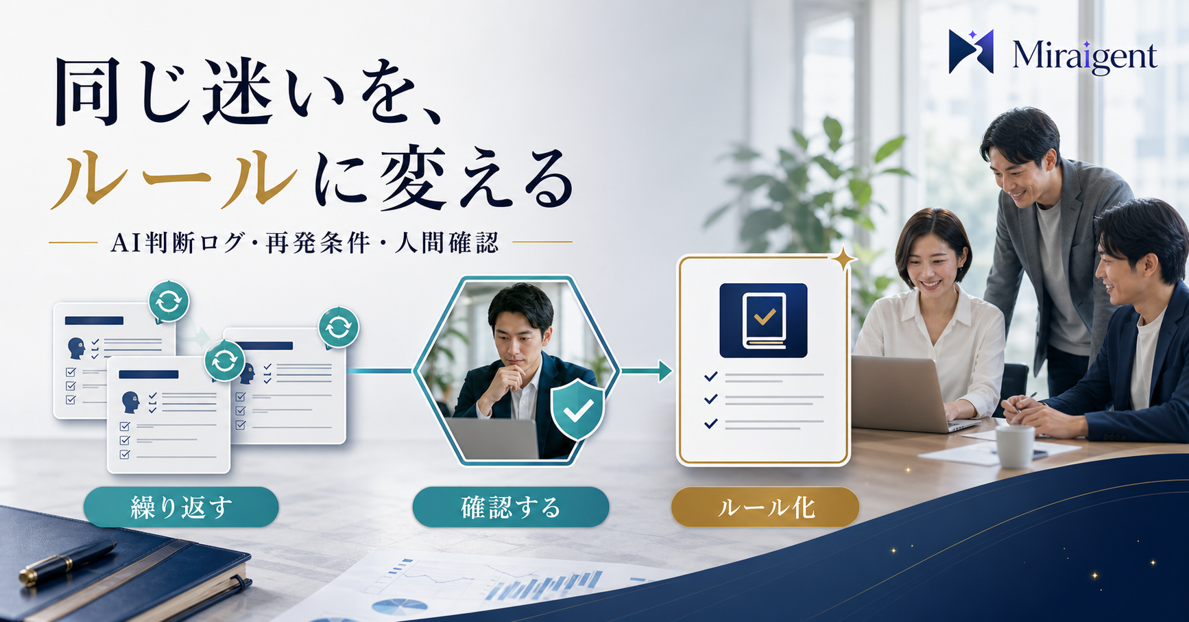 繰り返すAI判断ログを人間確認してルール化する記事サムネイル