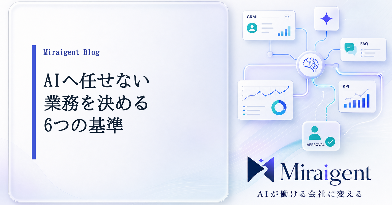 AIへ任せない業務を決める六つの基準を示す記事サムネイル