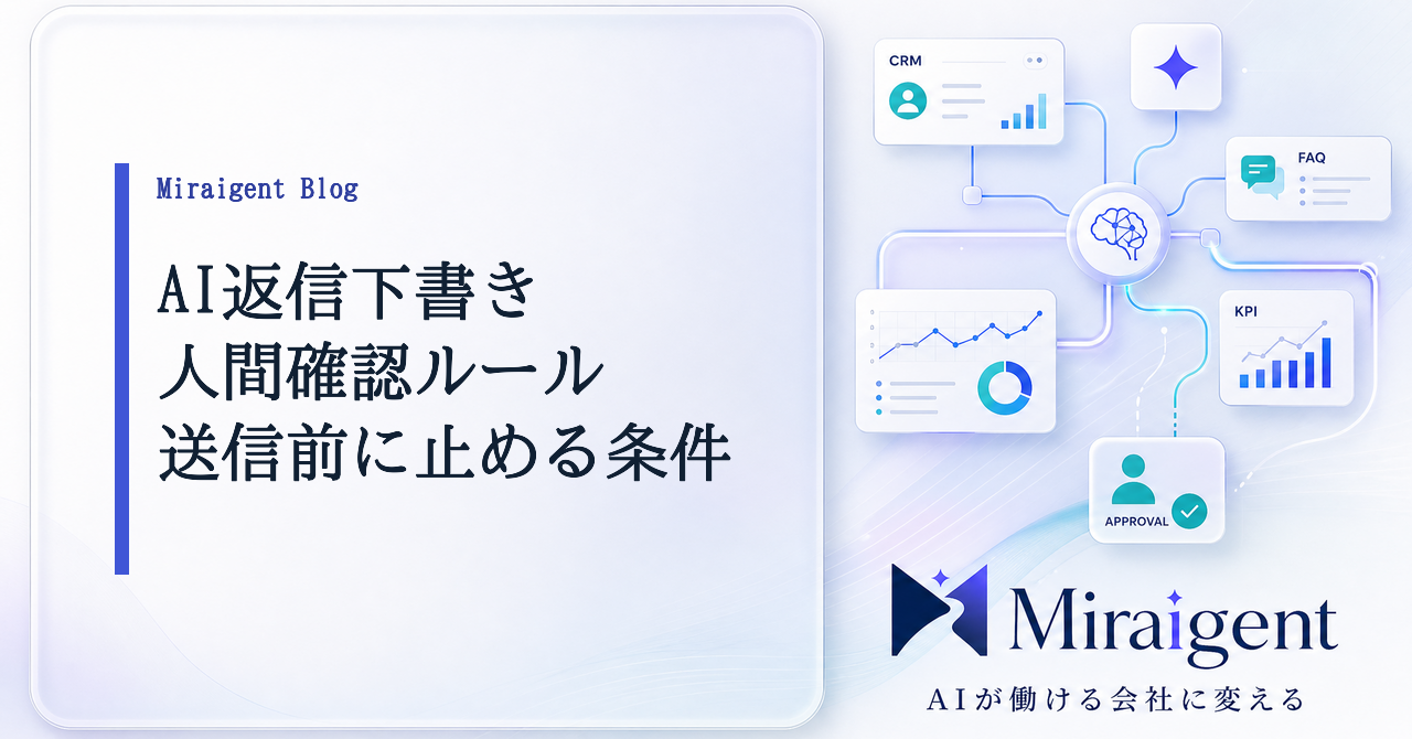 AI返信下書きの人間確認ルールと送信NG条件を示す記事サムネイル