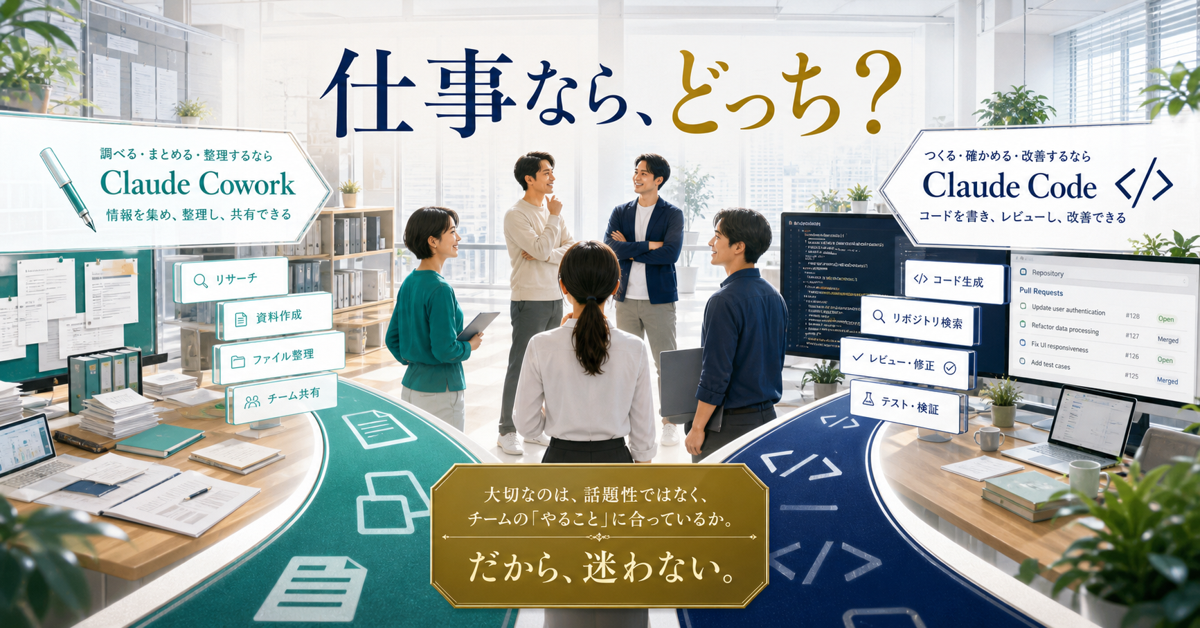 Claude CoworkとClaude Codeの違いを業務別に比較